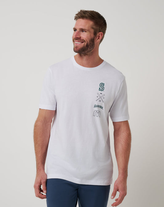 Seattle Mariners Sunset Slam 2.0 Tee White | Travis Mathew Customer Favorite