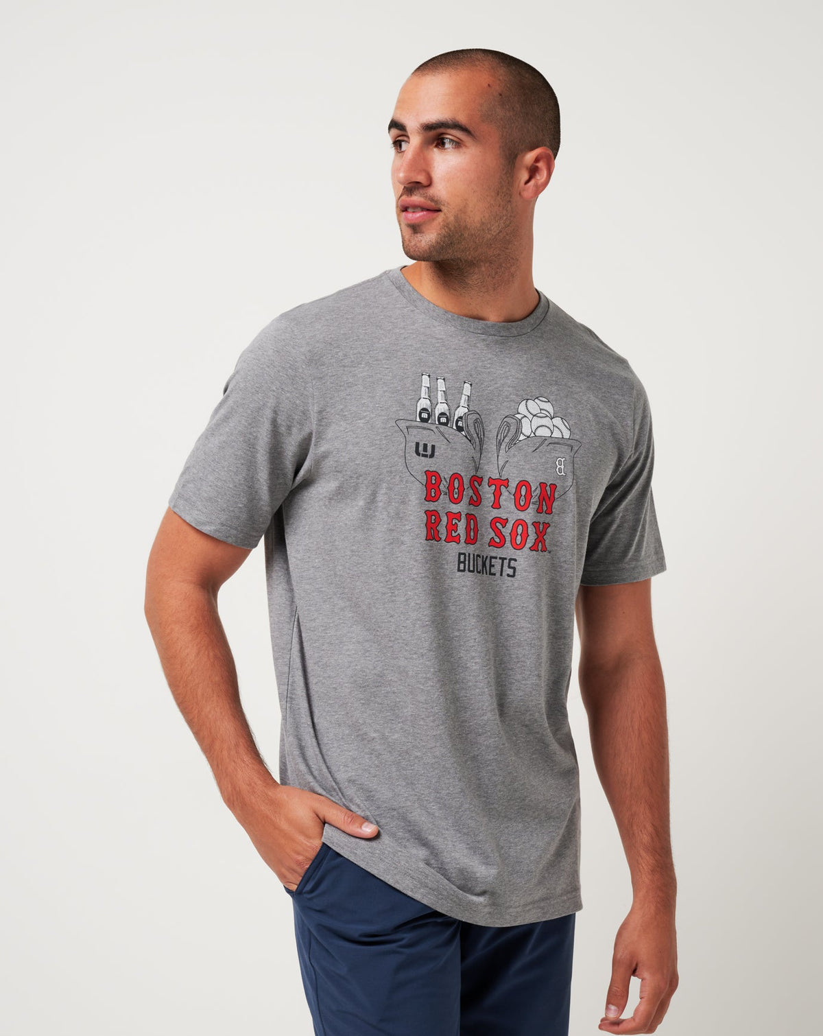 Boston Red Sox Strike One Tee Heather Grey | Travis Mathew Recommended