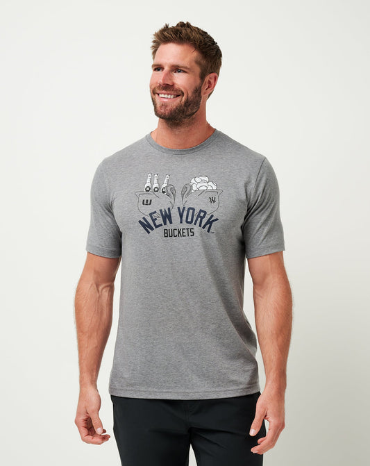 New York Yankees Strike One Tee Heather Grey | Travis Mathew Quality