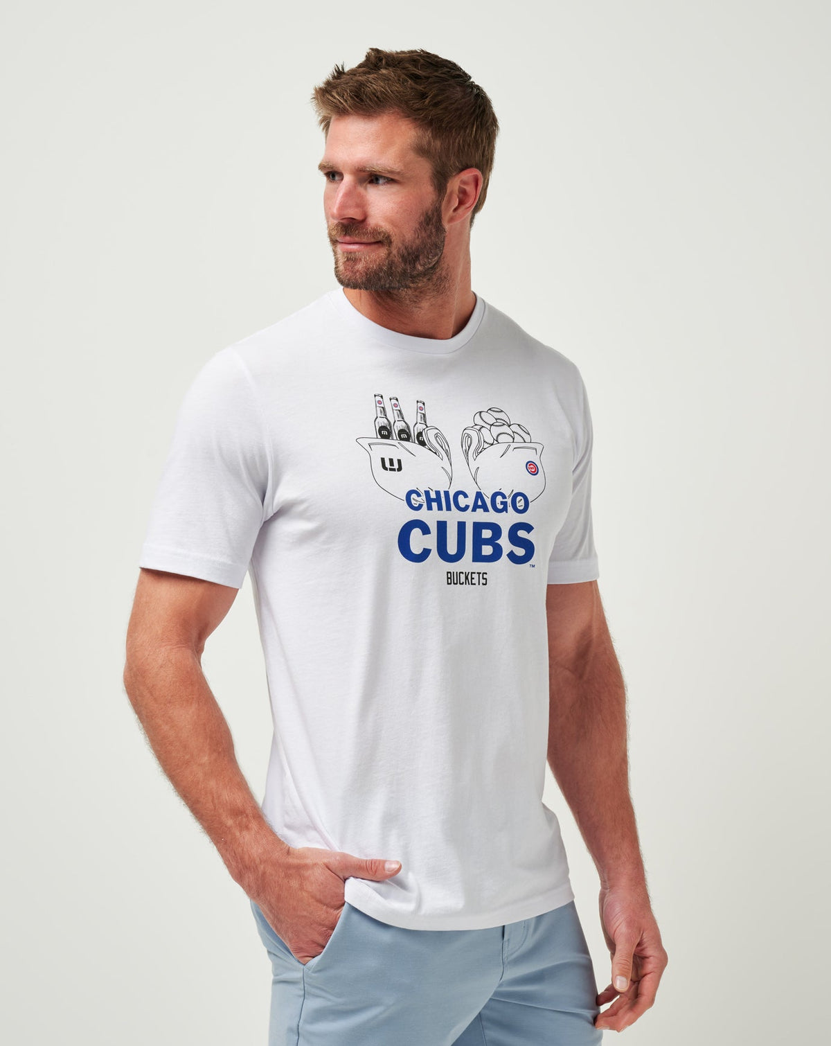 Chicago Cubs Strike One Tee White | Travis Mathew Best Seller