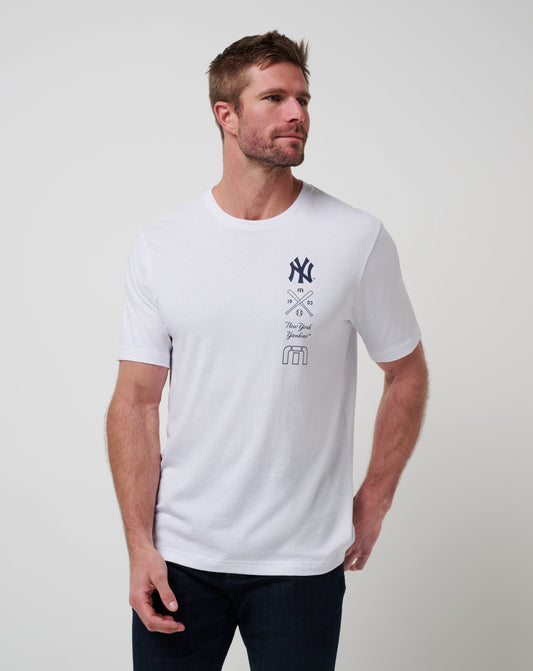 New York Yankees Sunset Slam 2.0 Tee White | Travis Mathew Best Seller