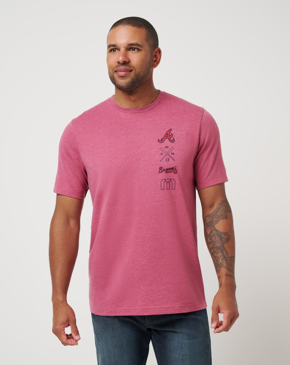 Atlanta Braves Sunset Slam 2.0 Tee Heather Red | Travis Mathew Great Value