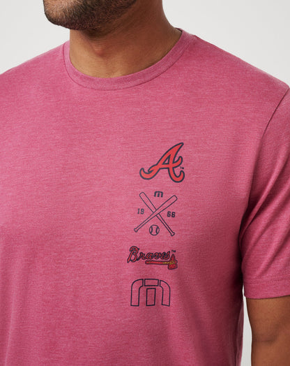 Atlanta Braves Sunset Slam 2.0 Tee Heather Red | Travis Mathew Great Value