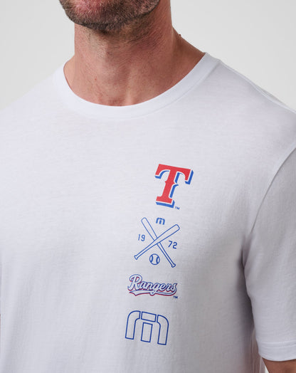 Texas Rangers Sunset Slam 2.0 Tee White | Travis Mathew Exclusive