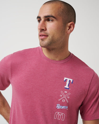 Texas Rangers Sunset Slam 2.0 Tee Heather Red | Travis Mathew Popular