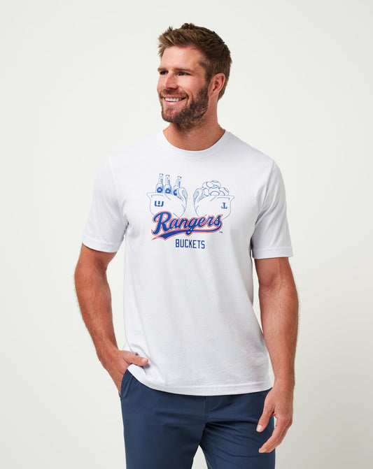 Texas Rangers Strike One Tee White | Travis Mathew Popular