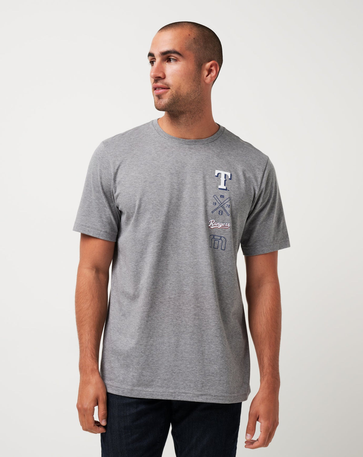 Texas Rangers Sunset Slam Tee Heather Grey | Travis Mathew Great Value