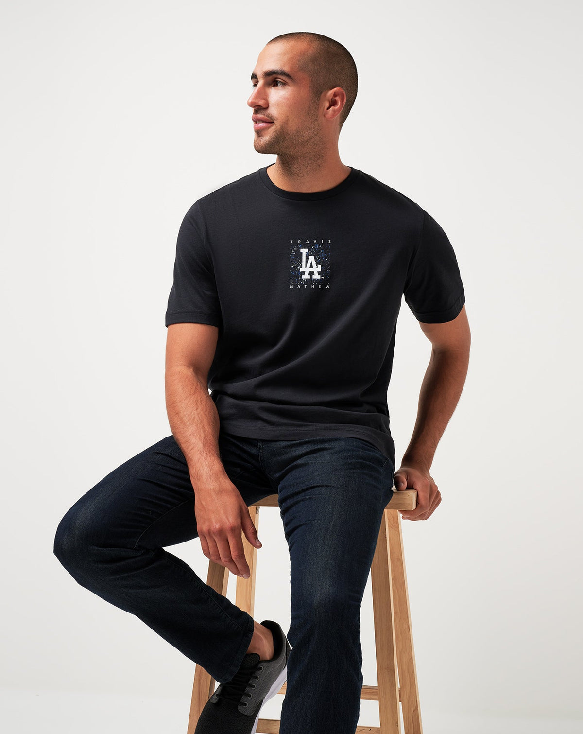 Los Angeles Dodgers In The Dugout Tee Black | Travis Mathew Classic