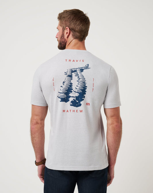 Travel Diary Tee Heather Light Grey | Travis Mathew Trusted