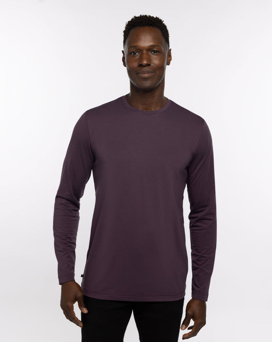 The Crew Long Sleeve Tee Mauve Wine/Blue Nights | Travis Mathew Hot Sale