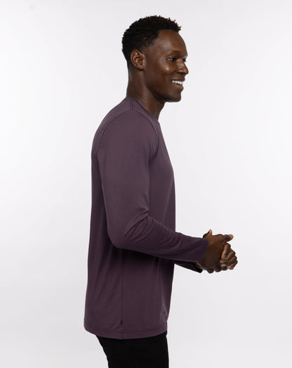 The Crew Long Sleeve Tee Mauve Wine/Blue Nights | Travis Mathew Hot Sale