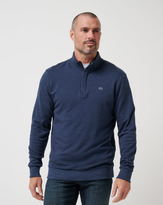Cloud Quarter Zip 2.0 Heather Blue | Travis Mathew Featured