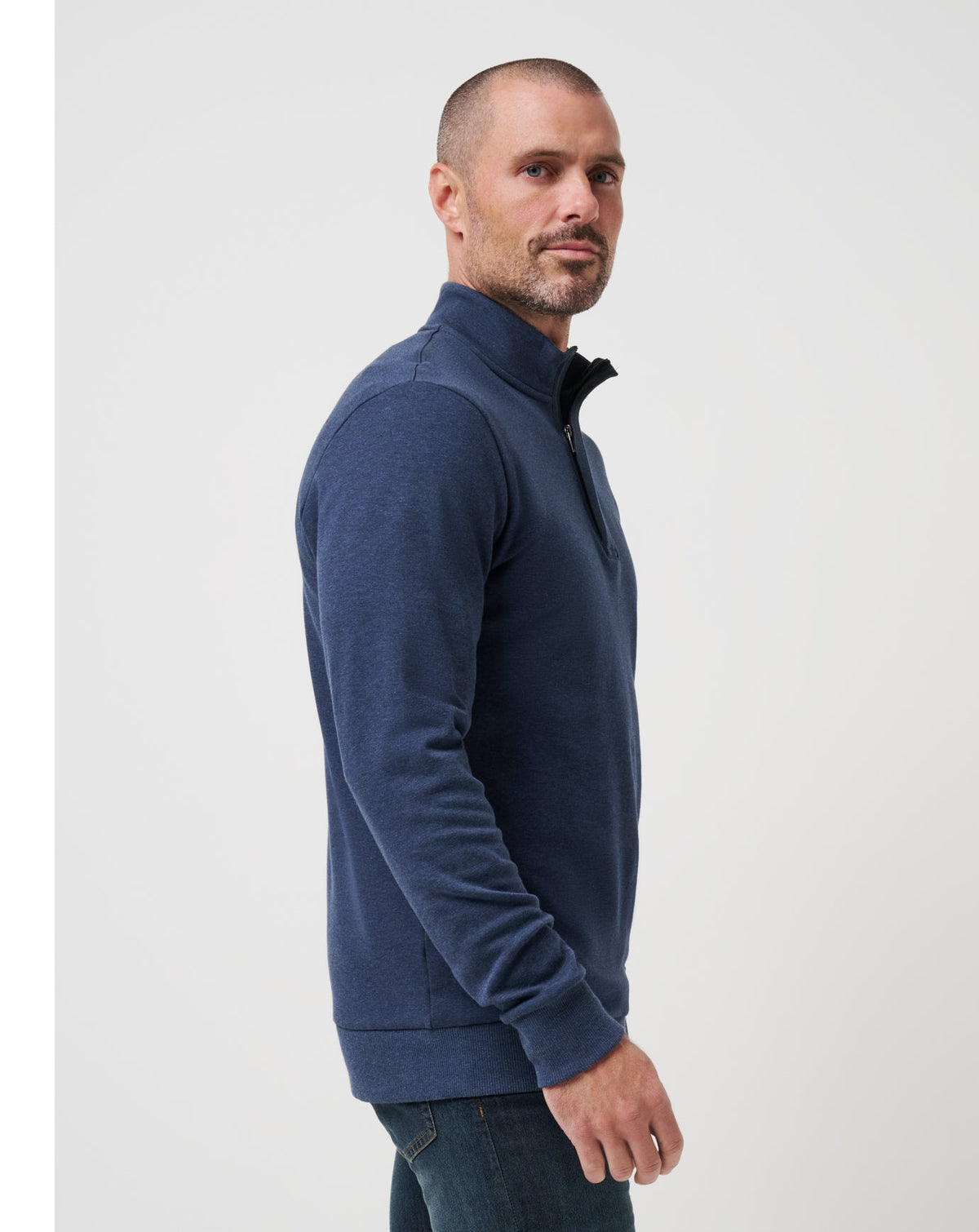 Cloud Quarter Zip 2.0 Heather Blue | Travis Mathew Featured