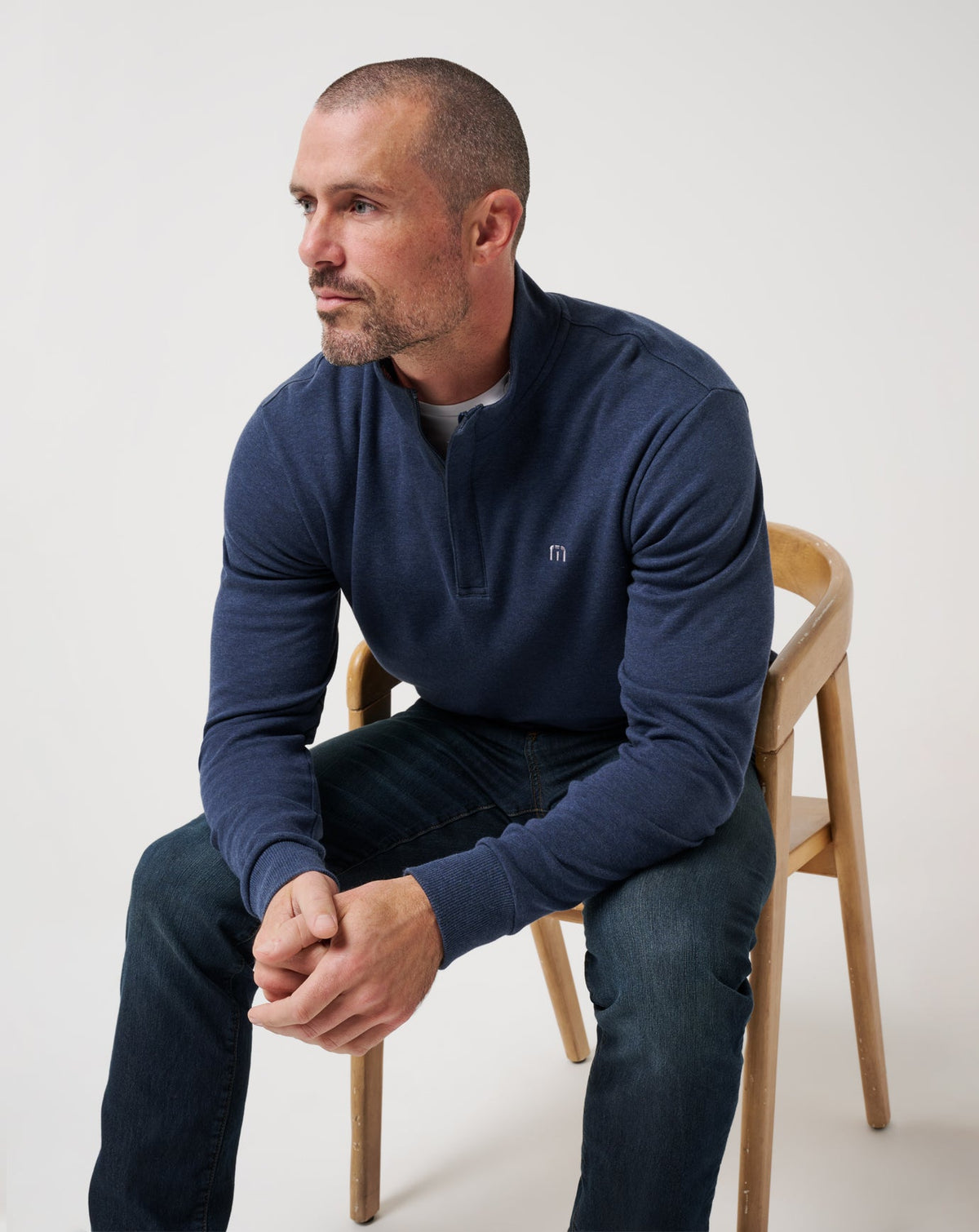 Cloud Quarter Zip 2.0 Heather Blue | Travis Mathew Featured