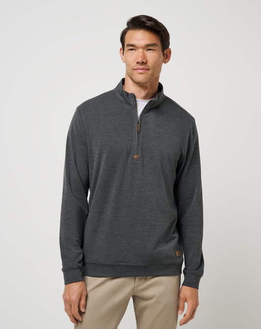Cloud Sweater Quarter Zip Heather Black | Travis Mathew Great Value