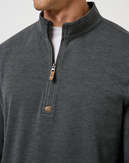 Cloud Sweater Quarter Zip Heather Black | Travis Mathew Great Value