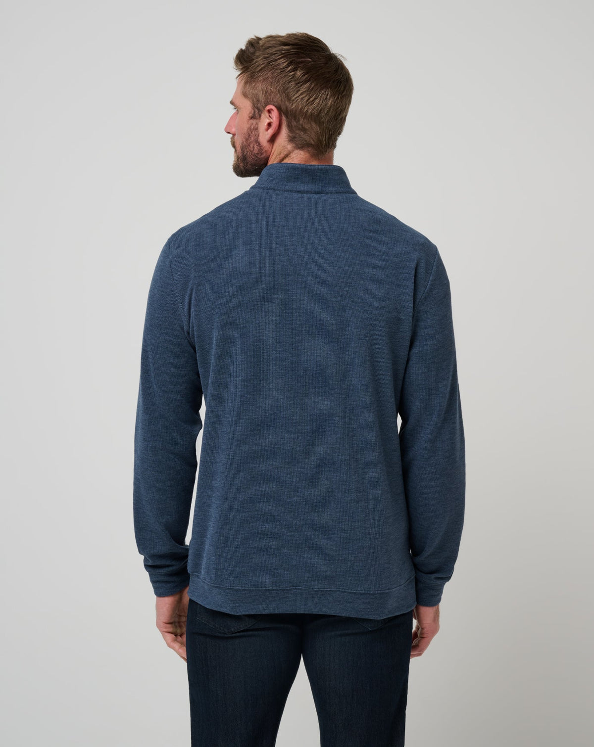 Cloud Sweater Quarter Zip Heather Navy | Travis Mathew Value