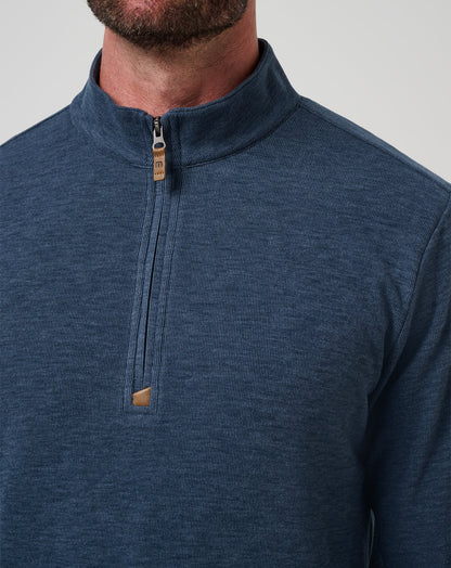 Cloud Sweater Quarter Zip Heather Navy | Travis Mathew Value