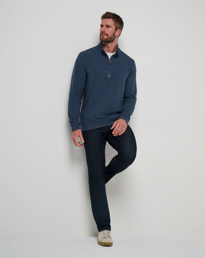 Cloud Sweater Quarter Zip Heather Navy | Travis Mathew Value