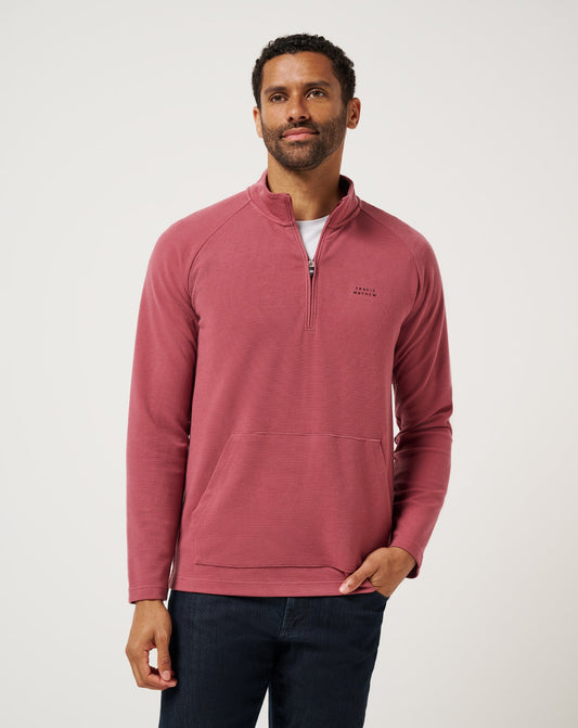 Performance Waffle Quarter Zip Roan Rouge | Travis Mathew Sale