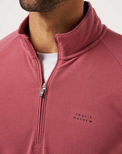 Performance Waffle Quarter Zip Roan Rouge | Travis Mathew Sale