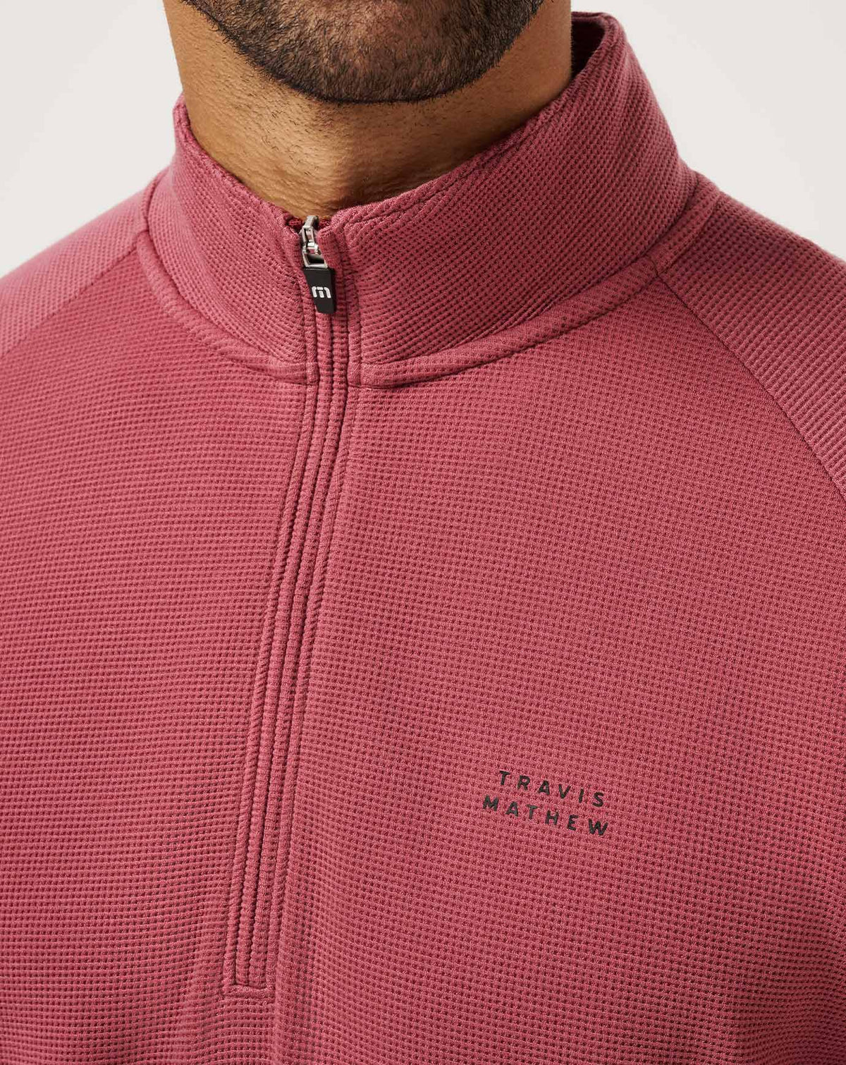 Performance Waffle Quarter Zip Roan Rouge | Travis Mathew Sale