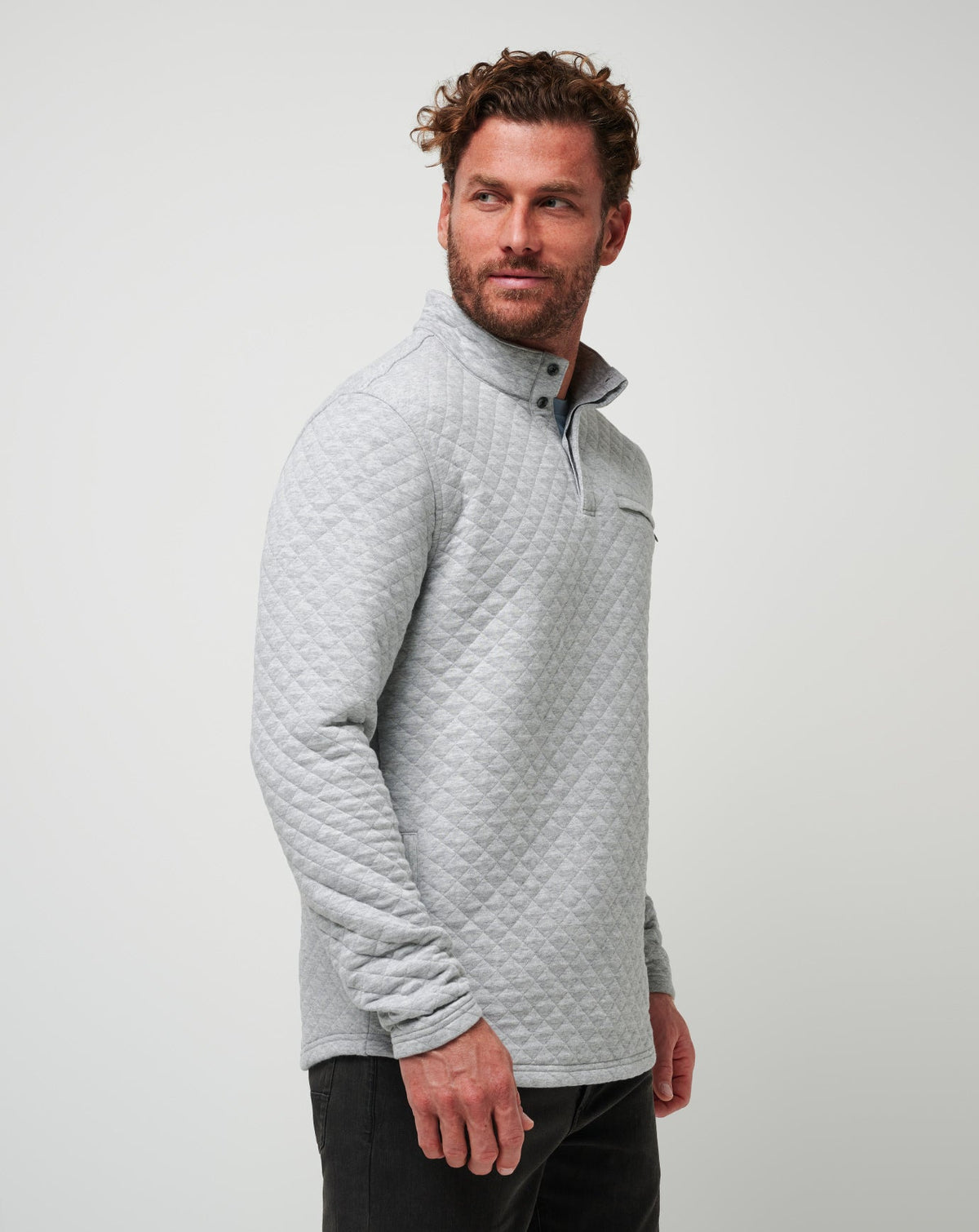 Transatlantic Quarter Zip Heather Light Grey | Travis Mathew Premium