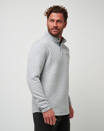 Transatlantic Quarter Zip Heather Light Grey | Travis Mathew Premium