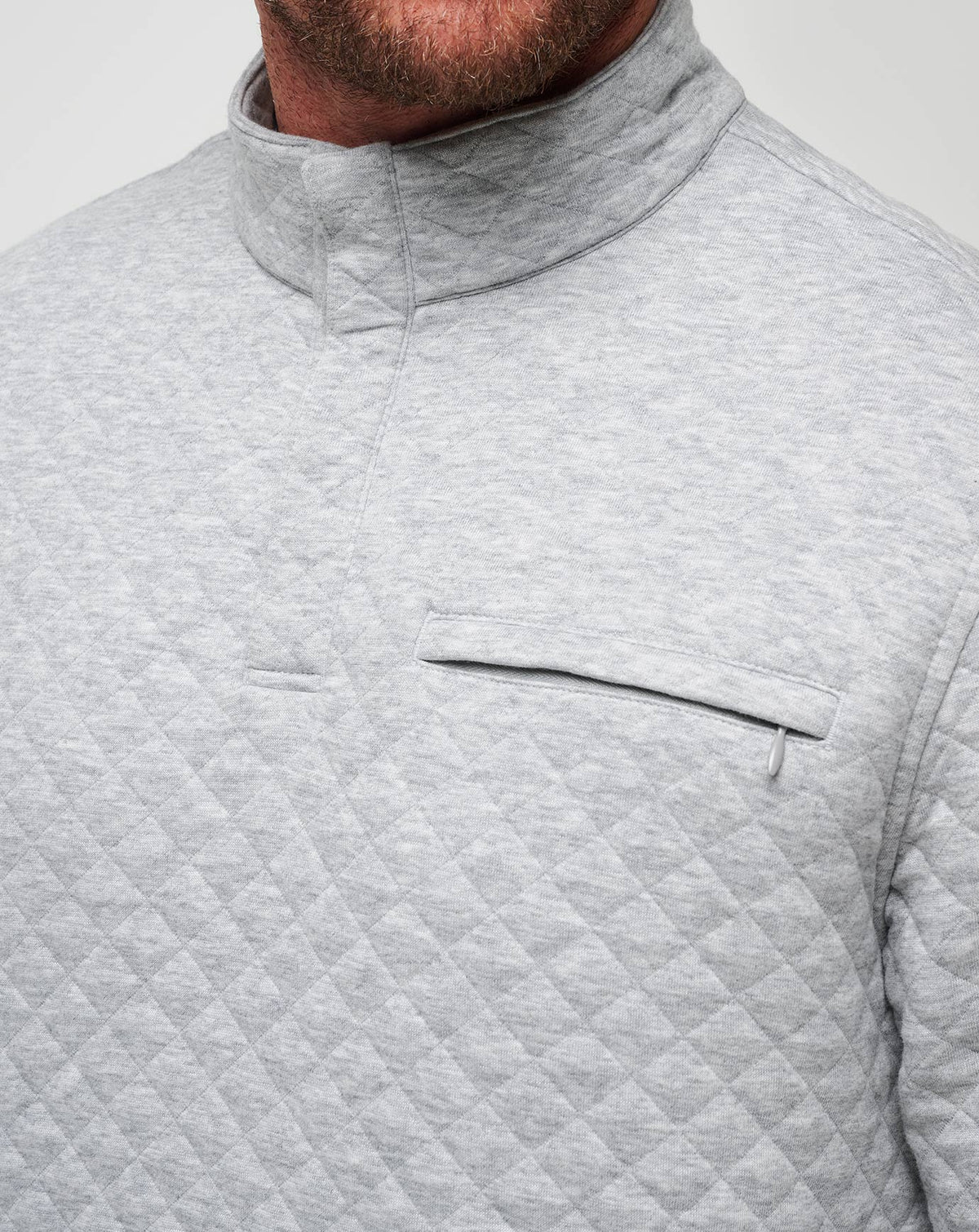 Transatlantic Quarter Zip Heather Light Grey | Travis Mathew Premium