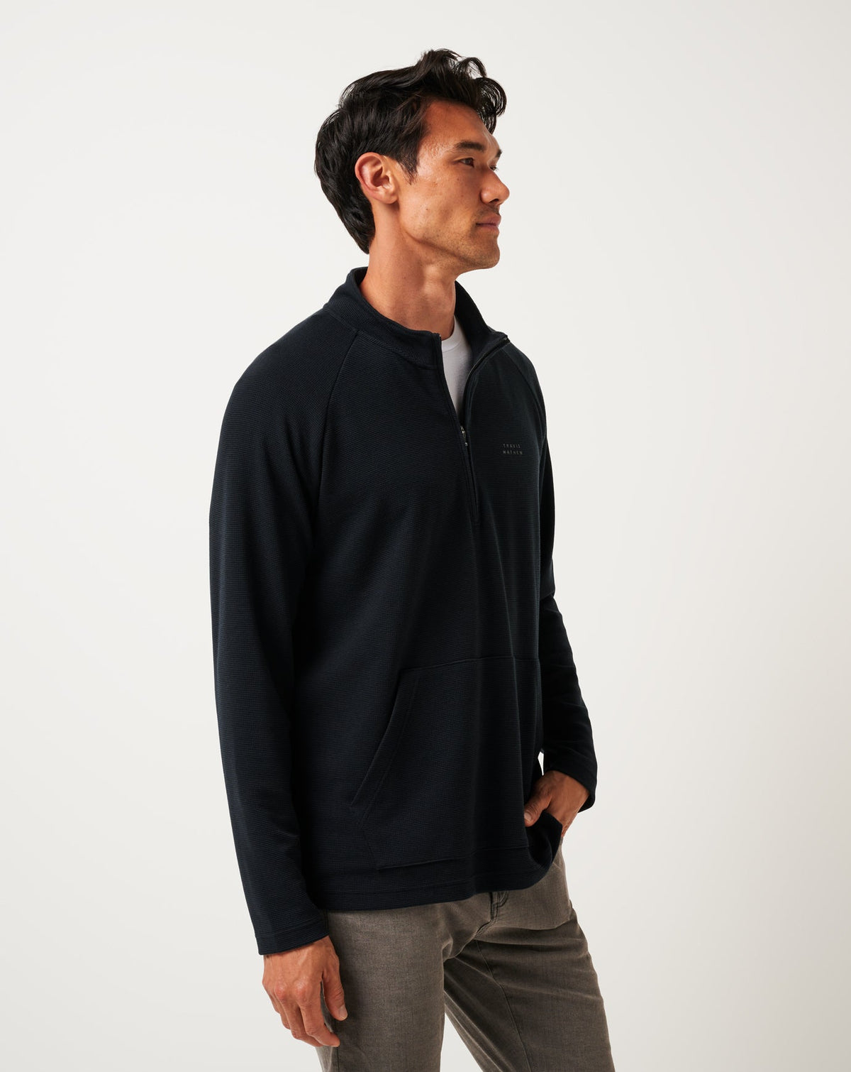Performance Waffle Quarter Zip Black | Travis Mathew Premium