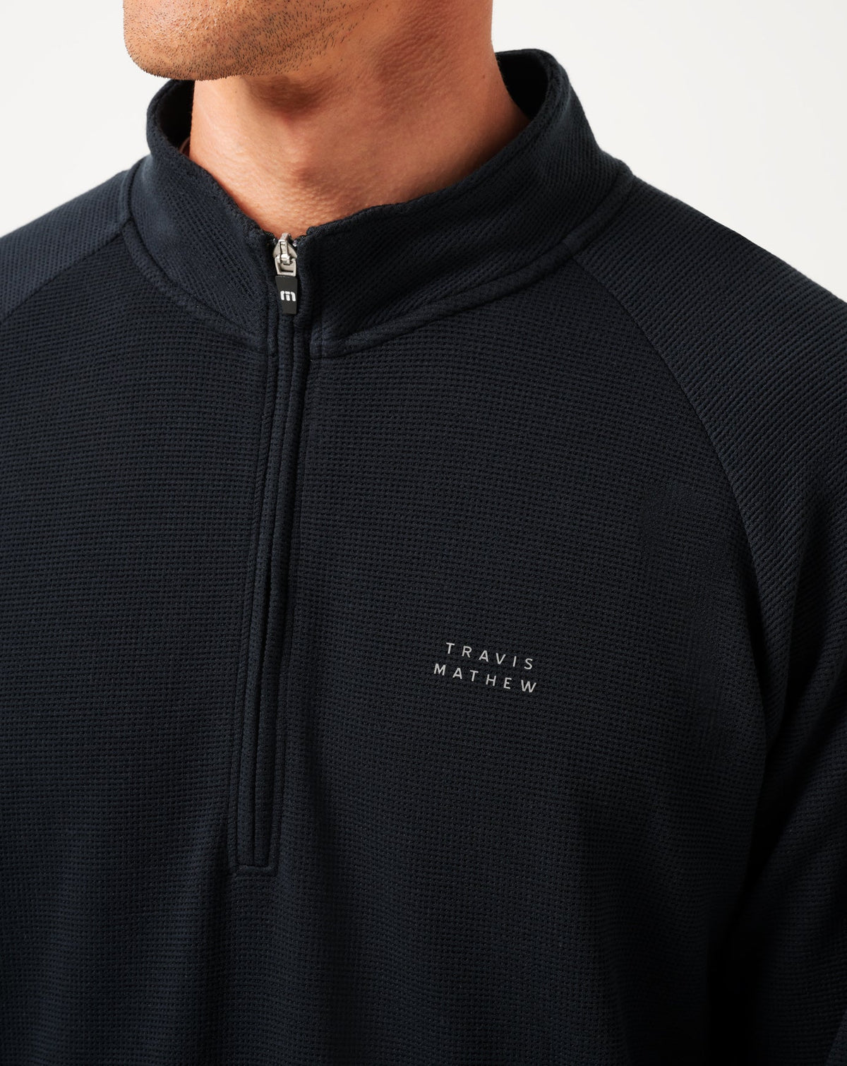 Performance Waffle Quarter Zip Black | Travis Mathew Premium