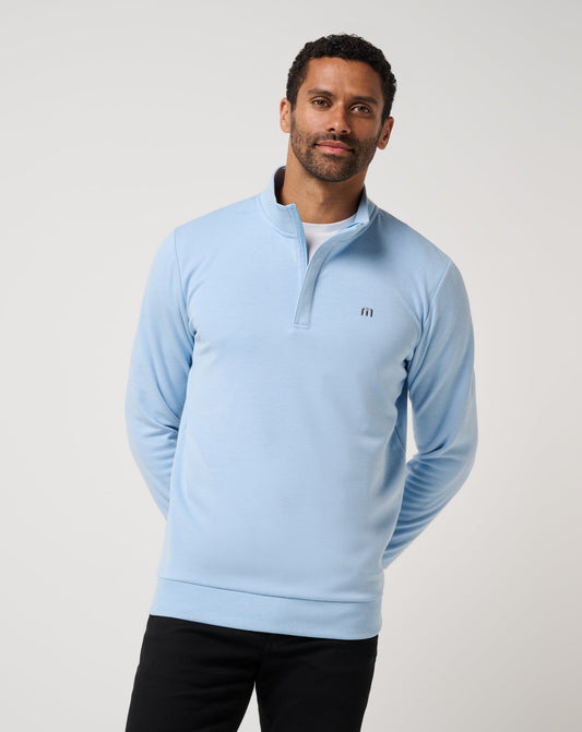 Cloud Quarter Zip 2.0 Heather Powder Blue | Travis Mathew Customer Favorite