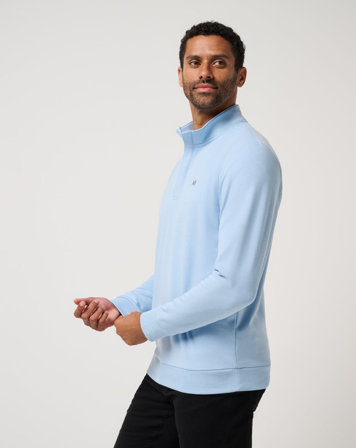 Cloud Quarter Zip 2.0 Heather Powder Blue | Travis Mathew Customer Favorite