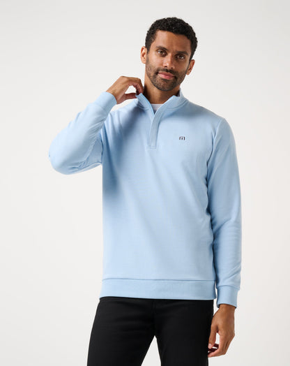 Cloud Quarter Zip 2.0 Heather Powder Blue | Travis Mathew Customer Favorite