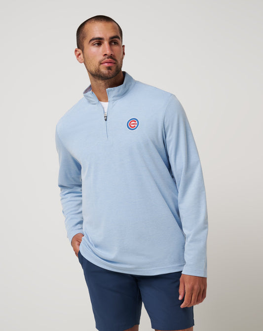 Chicago Cubs Time To Tailgate Quarter Zip Heather Blue | Travis Mathew Customer Favorite