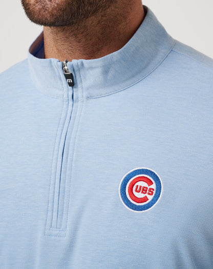 Chicago Cubs Time To Tailgate Quarter Zip Heather Blue | Travis Mathew Customer Favorite