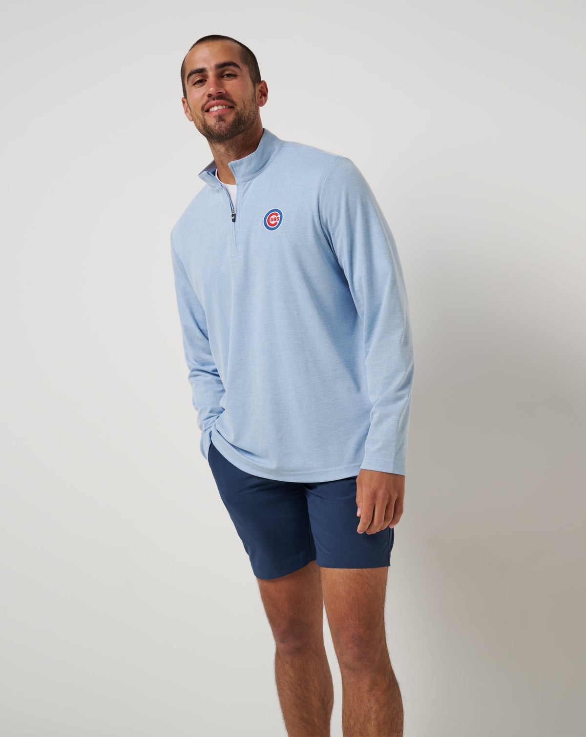 Chicago Cubs Time To Tailgate Quarter Zip Heather Blue | Travis Mathew Customer Favorite