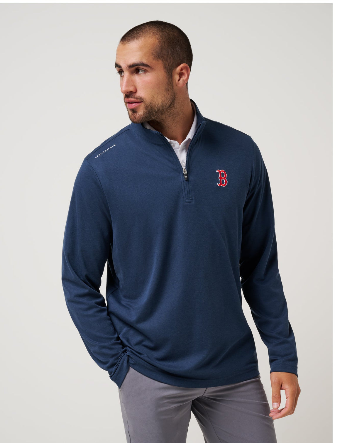 Boston Red Sox Time To Tailgate Quarter Zip Navy | Travis Mathew Premium