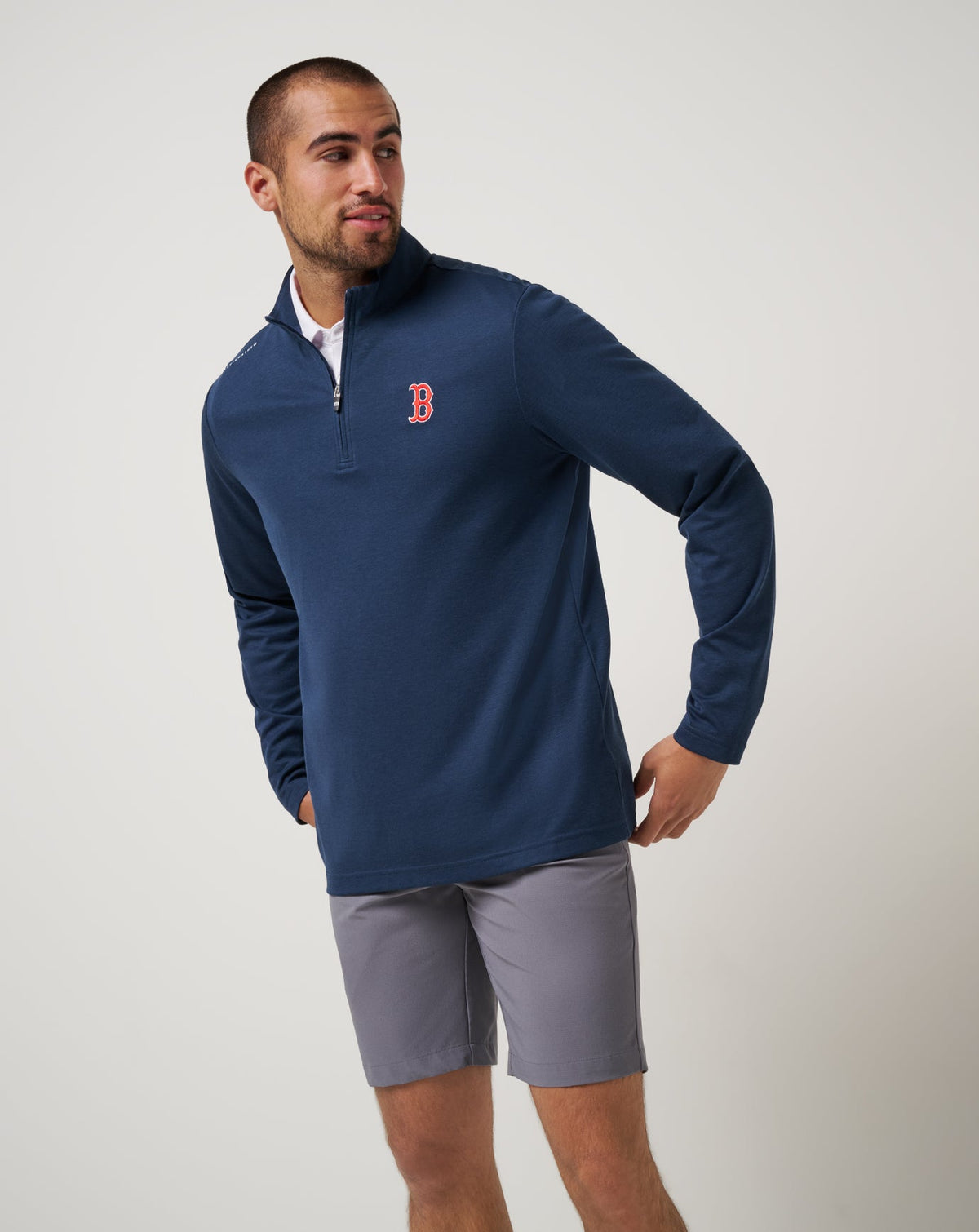 Boston Red Sox Time To Tailgate Quarter Zip Navy | Travis Mathew Premium