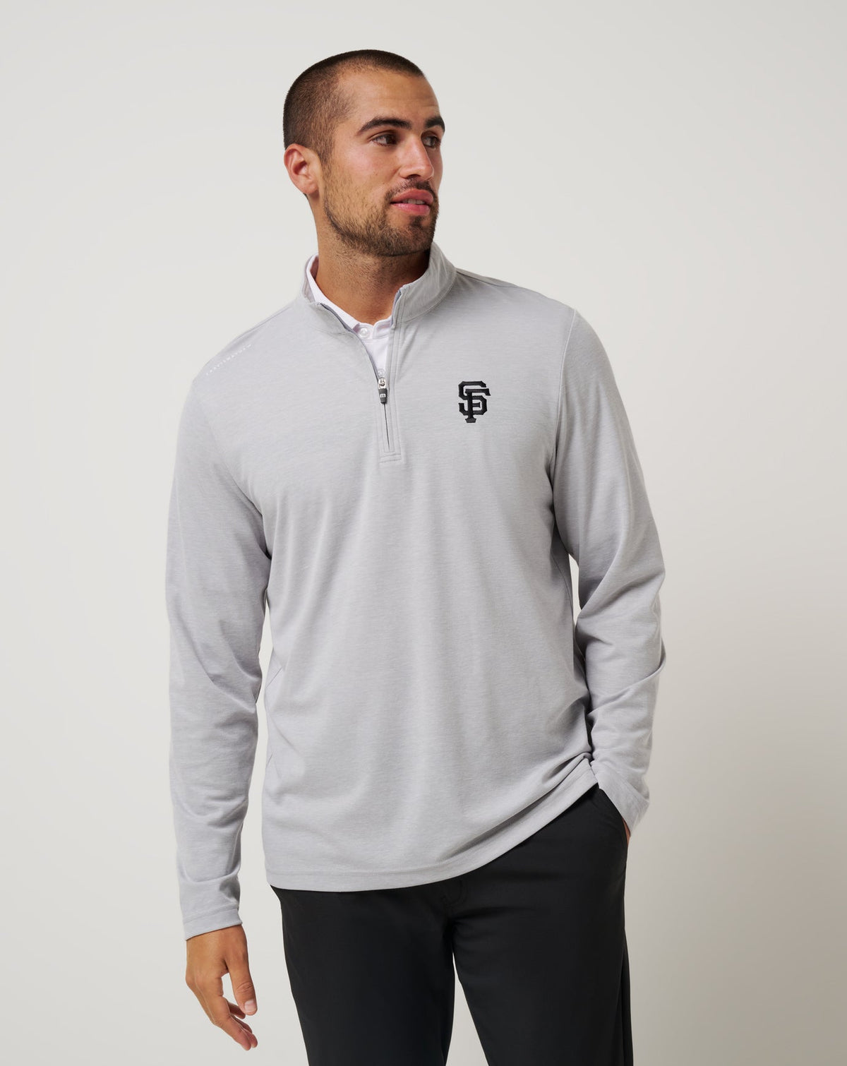 San Francisco Giants Time To Tailgate Quarter Zip Heather Grey | Travis Mathew Top Pick