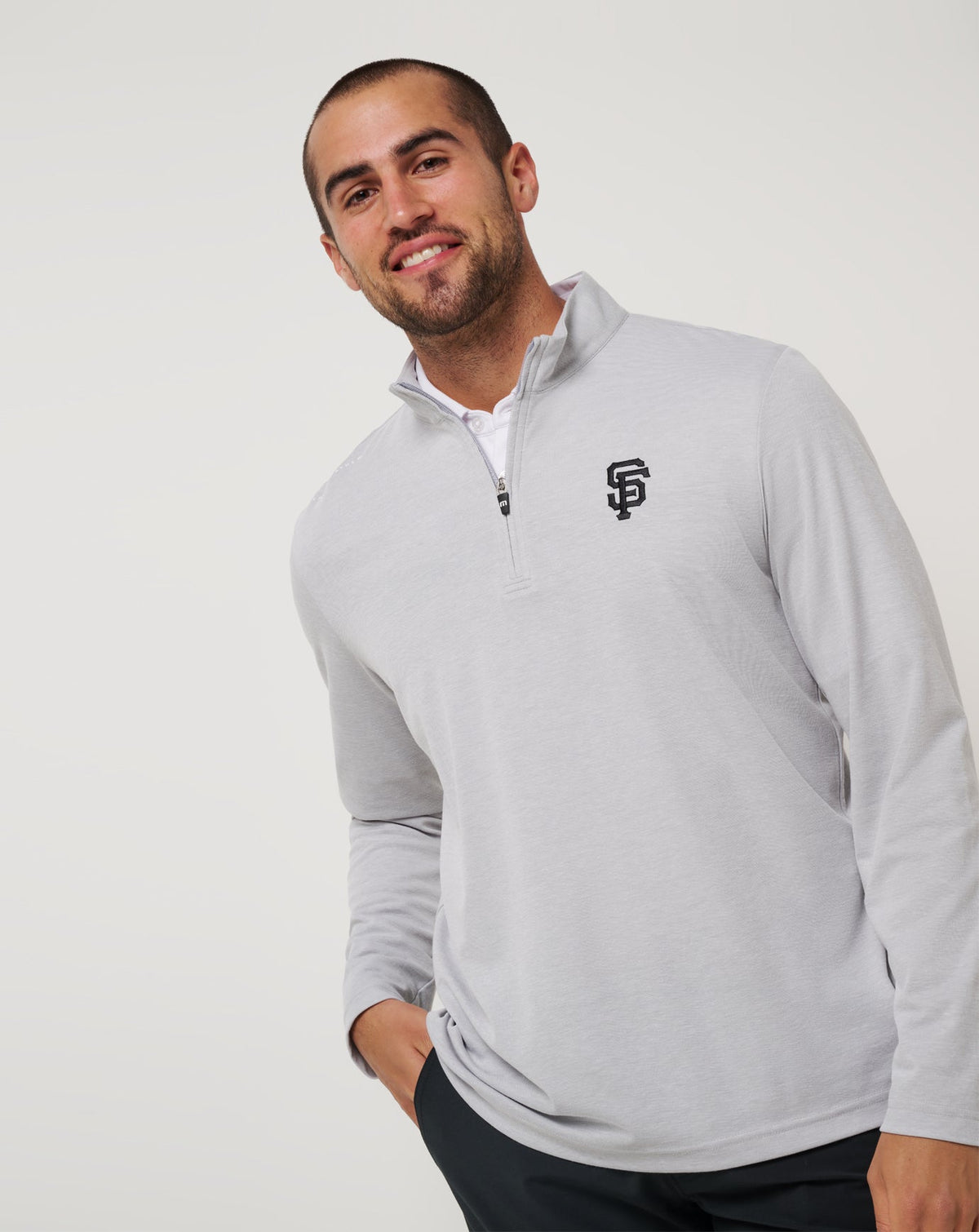 San Francisco Giants Time To Tailgate Quarter Zip Heather Grey | Travis Mathew Top Pick
