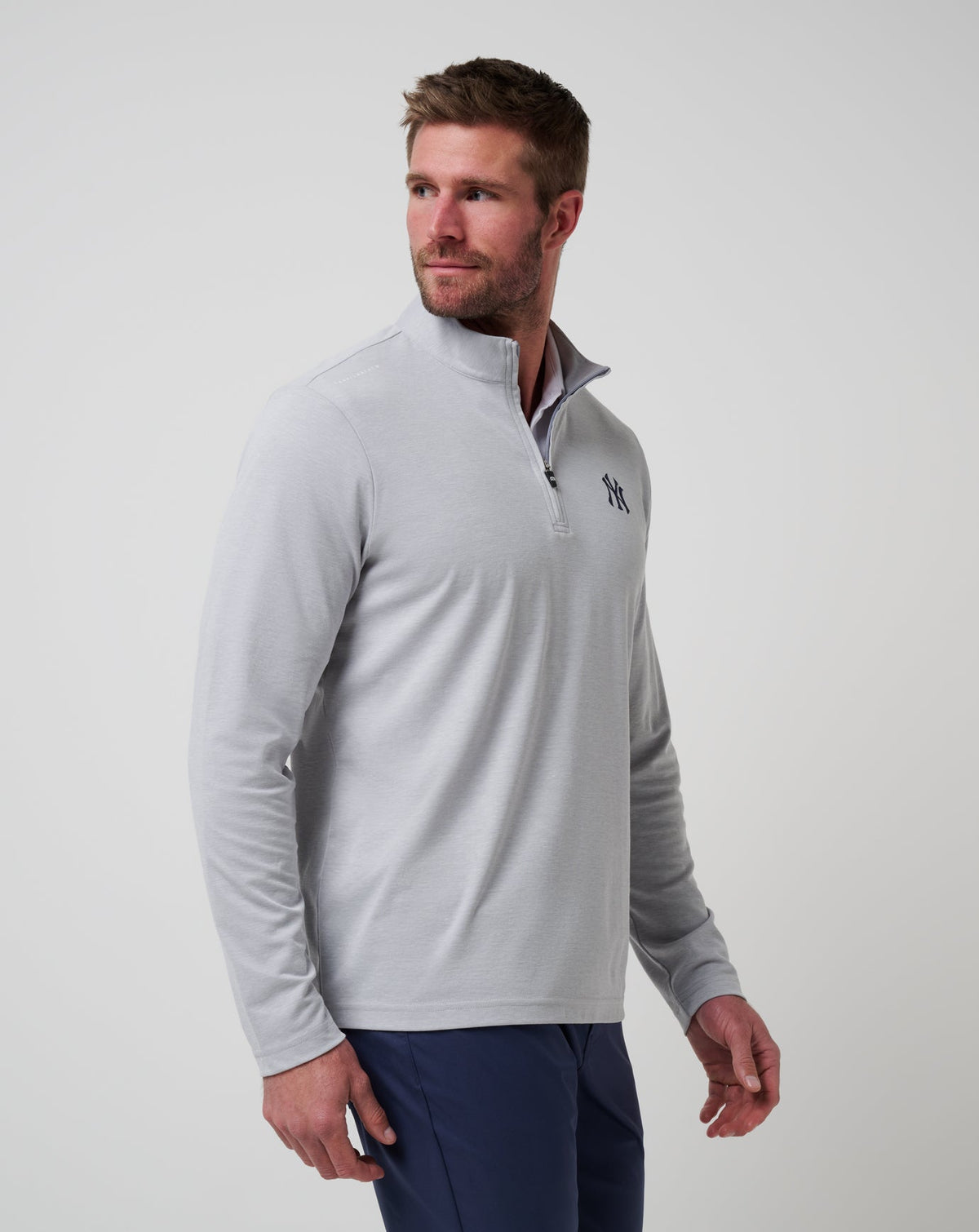 New York Yankees Time To Tailgate Quarter Zip Heather Grey | Travis Mathew Exclusive