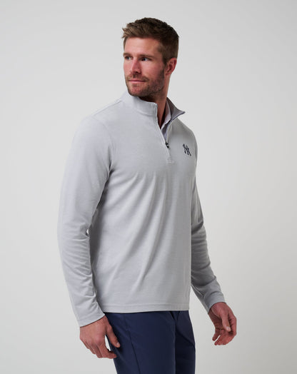New York Yankees Time To Tailgate Quarter Zip Heather Grey | Travis Mathew Exclusive