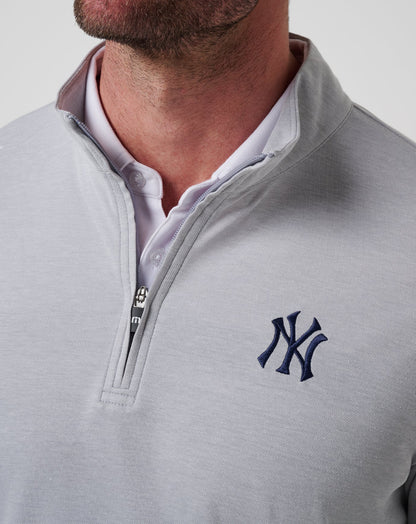 New York Yankees Time To Tailgate Quarter Zip Heather Grey | Travis Mathew Exclusive