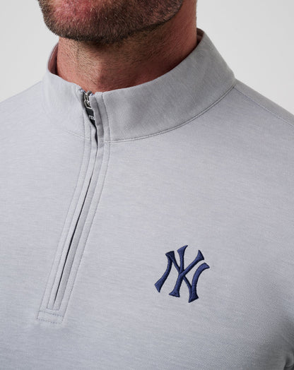 New York Yankees Time To Tailgate Quarter Zip Heather Grey | Travis Mathew Exclusive
