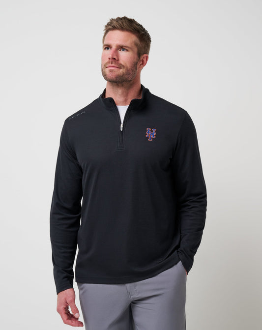 New York Mets Time To Tailgate Quarter Zip Black | Travis Mathew Discount