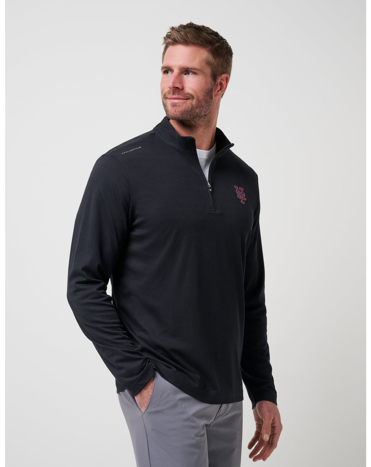 New York Mets Time To Tailgate Quarter Zip Black | Travis Mathew Discount