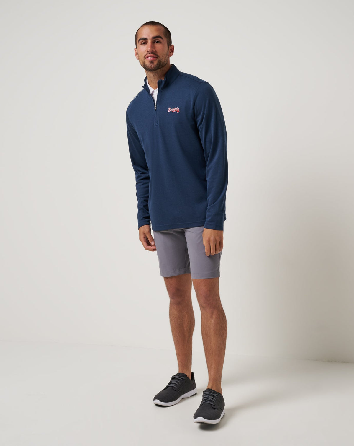Atlanta Braves Time To Tailgate Quarter Zip Navy | Travis Mathew Essential