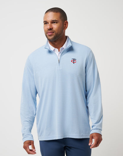 Minnesota Twins Time To Tailgate Quarter Zip Heather Blue | Travis Mathew Everyday