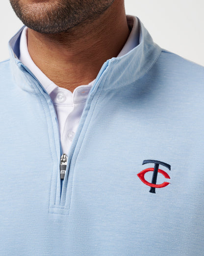 Minnesota Twins Time To Tailgate Quarter Zip Heather Blue | Travis Mathew Everyday